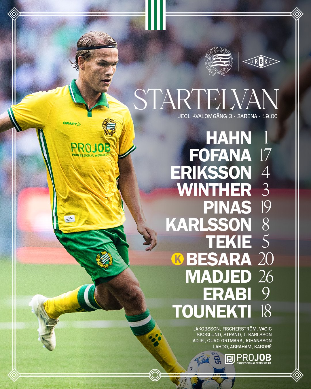 V站体育赛事-欧协联哈马比首发：埃拉比领衔，卡尔森、塔基出战